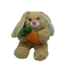 Goffa bunny rabbit‎ plush stuffed animal tan holding carrot Easter 12" tall
